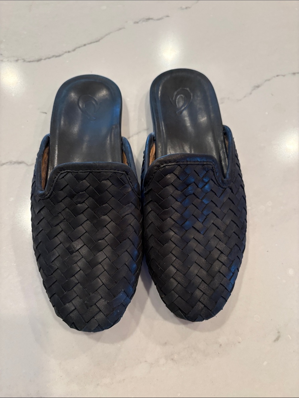 OluKai Women's Woven Slip-On Loafers in Black